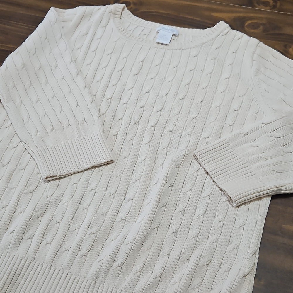 Silk Women's Cable Knit Sweater - Picture 6 of 8